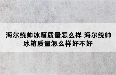 海尔统帅冰箱质量怎么样 海尔统帅冰箱质量怎么样好不好